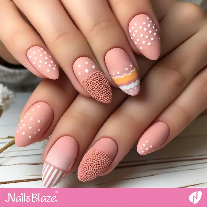Matte Polka Dots Design Peach Fuzz Nails| Color of the Year 2024 - NB2141